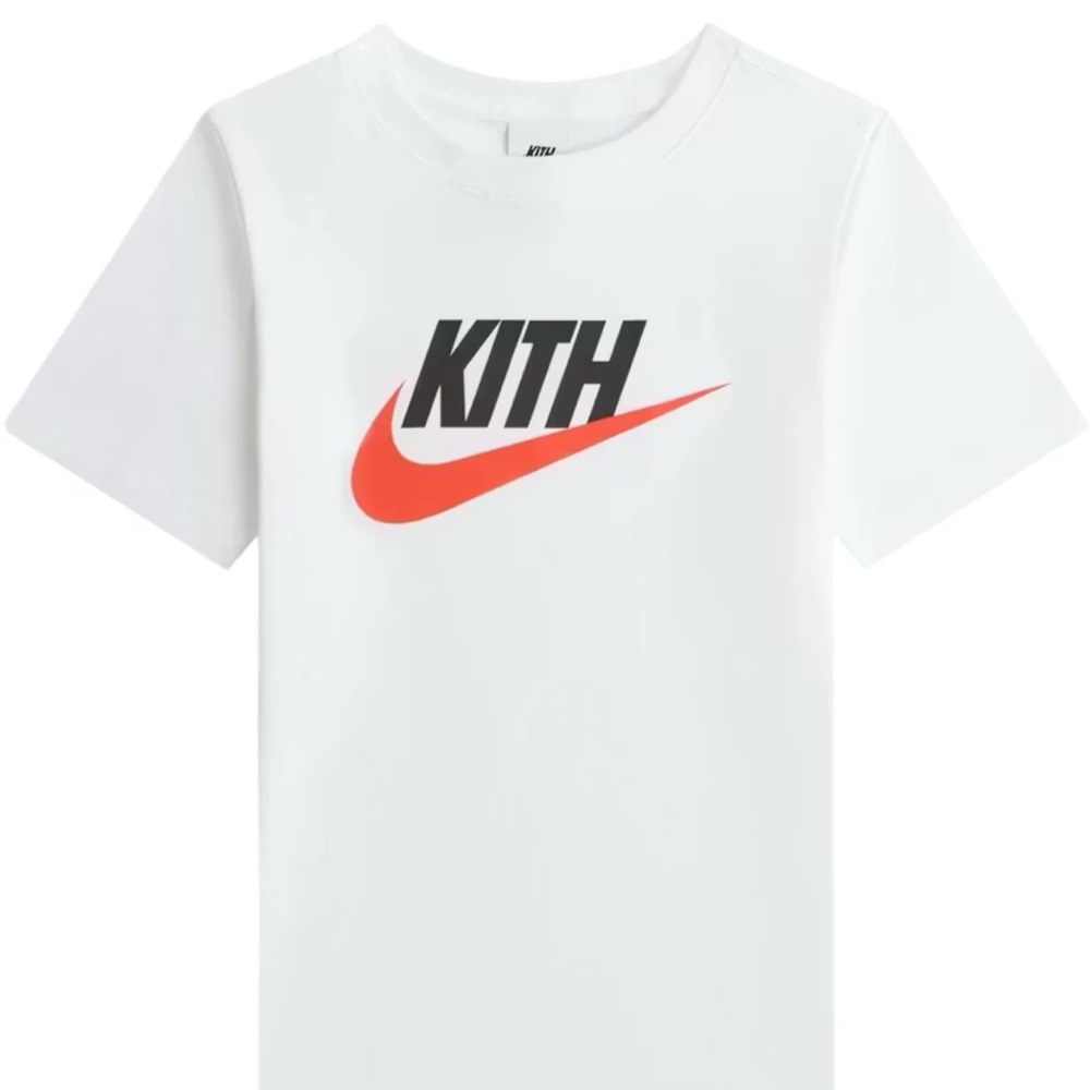 NWT KITH  Kids for Nike Youth Size SMALL Tee Cotton White Swoosh Logo T-Shirt